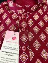 Boys Wine Color Premium Cotton Silk Kurta Pajama Set with small Self design Butti | Cotton Kids Kurtas | Boys Kurta Pajama Sets - Kaash