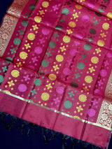 Burgundy Soft Silk Meenakari Chakras dupatta in banarasi silk (non-pure) with multi-color meenakari chakras — Kaash Collection