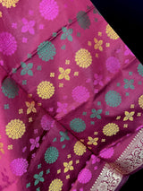 Burgundy Soft Silk Meenakari Chakras dupatta in banarasi silk (non-pure) with multi-color meenakari chakras — Kaash Collection