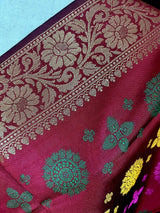 Burgundy Soft Silk Meenakari Chakras dupatta in banarasi silk (non-pure) with multi-color meenakari chakras — Kaash Collection