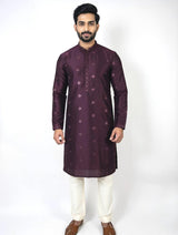 Burgundy Color Soft Silk Kurta with Lining Embroidered and Sequin - Kaash