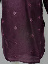 Burgundy Color Soft Silk Kurta with Lining Embroidered and Sequin - Kaash