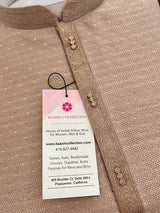 Camel Color Men Kurta Pajama with Weave and Zari Work | Mens Ethnic Wear | Sherwani Style Kurta for Wedding - Kaash