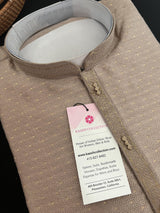 Camel Color Men Kurta Pajama with Weave and Zari Work | Mens Ethnic Wear | Sherwani Style Kurta for Wedding - Kaash