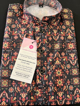 Charcoal Black Digital Printed Kurta Color Premium Soft Silk Kurta Pajama Set - Kaash