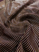 Coffee Linen Handloom with Red Strip saree in linen handloom with red strip border with resham zari & meenakari — Kaash Collection