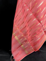 Coral Peach Color Benarasi Handwoven Cotton Silk Dupatta with Zari Weaving in Sliver and Copper | Dupatta | Stole - Kaash