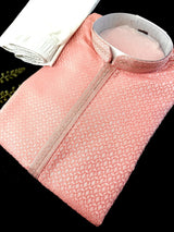 Coral Peach Color Men's Soft Silk Kurta Pajama Set - Kaash