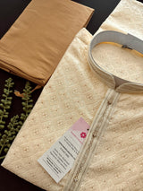 Cream Color Men Kurta Pajama with Embossed Embroidery and Zari - Kaash