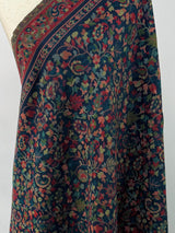 Dark Blue pure pashmina Kashmiri shawl with kani weave, floral motifs — Kaash Collection