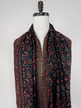 Dark Blue pure pashmina Kashmiri shawl with kani weave, floral motifs — Kaash Collection
