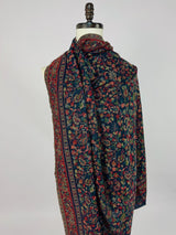 Dark Blue pure pashmina Kashmiri shawl with kani weave, floral motifs — Kaash Collection