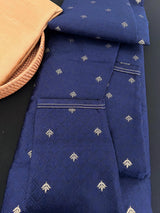 Dark Blue Men Kurta Pajama | Self Design embroidery Style with Zari Weave buttis | Men Ethnic Wear | Kurta Pajama in Blue Color For Men - Kaash