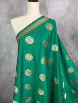 Dark Green Soft Banarasi Chakra dupatta in banarasi soft silk with chakra with grand flower borders — Kaash Collection