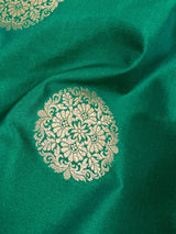 Dark Green Color Handmade Soft Silk Zari Weaved Dupatta with Chakras with Grand Flower Borders | Indian Dupatta | Gift For Her - Kaash