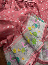 Dark Mauve Color Pure Banarasi Georgette Silk Paithani Saree with Meenakari Work | Peacock Motif and Floral Design | SILK Mark Certified - Kaash