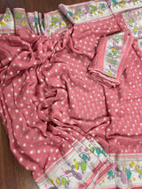 Dark Mauve Color Pure Banarasi Georgette Silk Paithani Saree with Meenakari Work | Peacock Motif and Floral Design | SILK Mark Certified - Kaash