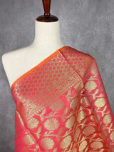Dark Peach Color Banarasi Silk Dupatta with Muted Gold Zari Weaved Cotton Silk Dupatta | Light Weight Dupatta| Benarasi Dupatta - Kaash