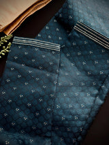 Dark Teal Color Party Wear Designer Men Kurta Set with tiny zari and Embossed Self Design in Soft Silk Material - Kaash