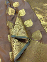 Deep Beige Fawn with undertone of gold Traditional Banarasi Handloom Saree in Banarasi Silk - Kaash