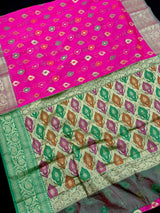 Deep Hot Pink Cotton Silk Saree - Kaash