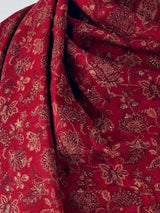 Deep Maroon kashmiri wool Kashmiri shawl with zari weave, floral patterns — Kaash Collection