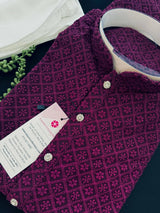 Deep Purple men's kurta pajama in georgette with lucknowi chikankari embroidery — Kaash Collection