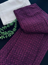 Deep Purple men's kurta pajama in georgette with lucknowi chikankari embroidery — Kaash Collection