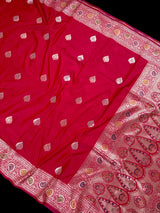 Deep Rani Pink Banarasi saree in banarasi soft silk with soft banarasi with meenakari work — Kaash Collection