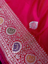 Deep Rani Pink Banarasi saree in banarasi soft silk with soft banarasi with meenakari work — Kaash Collection