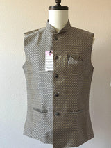Designer Blue and Beige dual tone Color Modi Nehru Jacket For Men in Silk - Kaash