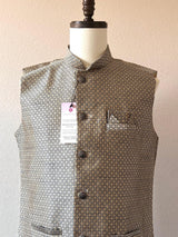 Designer Blue and Beige dual tone Color Modi Nehru Jacket For Men in Silk - Kaash