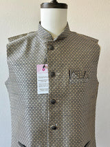 Designer Blue and Beige dual tone Color Modi Nehru Jacket For Men in Silk - Kaash