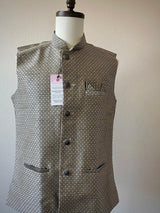 Designer Blue and Beige dual tone Color Modi Nehru Jacket For Men in Silk - Kaash