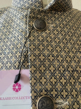 Designer Blue and Beige dual tone Color Modi Nehru Jacket For Men in Silk - Kaash