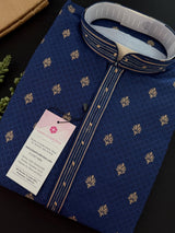 Designer Blue Color Soft Silk Kurta with Lining Kurta Pajama for Men - Kaash