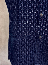 Designer Party Wear Velvet Blue Color Modi Jacket For Men | High Quality Premium Velvet Jacket Thread Embroidery Sequin Work - Kaash