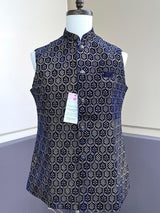 Royal Blue men's Nehru/Modi jacket in velvet with thread embroidery & sequin on velvet — Kaash Collection