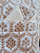 Designer Party Wear Velvet White Color Modi Jacket For Men | High Quality Premium Velvet Jacket with Gold Thread Embroidery and Sequin Work - Kaash