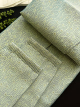 Designer Pastel Sea Green Men's Kurta with bottom with Embossed Embroidery Work - Kaash