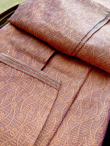 Designer Peach Color with undertone of Blue Men's Kurta with bottom with Embossed Embroidery Work - Kaash