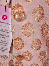 Pink men's Nehru/Modi jacket in soft banarasi silk with gold zari floral buttis — Kaash Collection