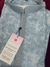 Designer Premium Grey Color Men Kurta Pajama Set for Men in Soft Raw Silk with Lining | Emberiodery and tiny Sequin Work | Kurta for Men - Kaash