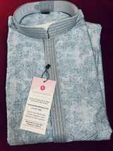 Designer Premium Grey Color Men Kurta Pajama Set for Men in Soft Raw Silk with Lining | Emberiodery and tiny Sequin Work | Kurta for Men - Kaash