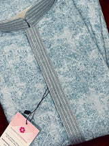 Designer Premium Grey Color Men Kurta Pajama Set for Men in Soft Raw Silk with Lining | Emberiodery and tiny Sequin Work | Kurta for Men - Kaash