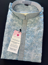 Designer Premium Grey Color Men Kurta Pajama Set for Men in Soft Raw Silk with Lining | Emberiodery and tiny Sequin Work | Kurta for Men - Kaash