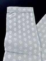 Silver Grey men's kurta pajama in soft silk (non-pure) with silver buttis on soft silk — Kaash Collection