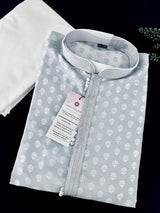 Designer Premium Grey Color Men Kurta Pajama Set for Men in Soft Silk | Mens Ethnic Wear | Indian Men Clothing | Kurta for Men - Kaash