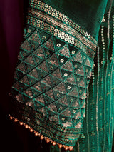 Designer Readymade Kameez with Pants in Bottle Green Color - Kaash