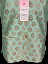 Designer Sea Green Color Modi Nehru Jacket For Men in Banarasi Silk | Waist Coat | Jacket for Kurta | Indian Wedding Wear for Men - Kaash